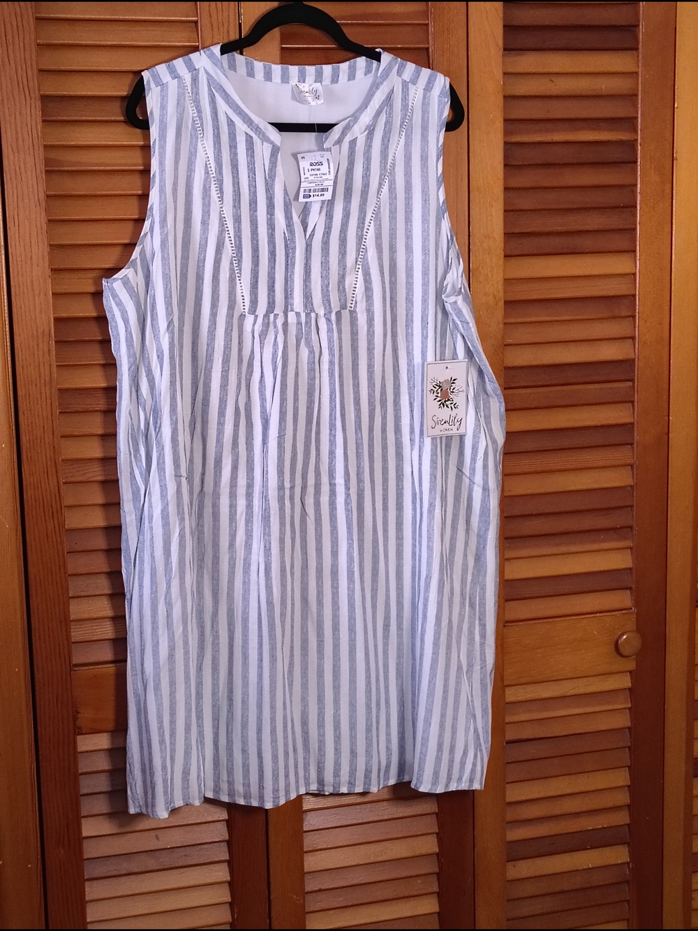 Siren Lily Blue and White Striped Sleeveless Mini Dress